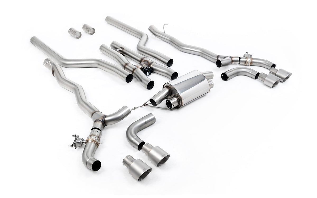 BMW M5 F90 (GPF Equipped) - Cat Back Exhaust System with Brushed Titanium GT-100 Trims