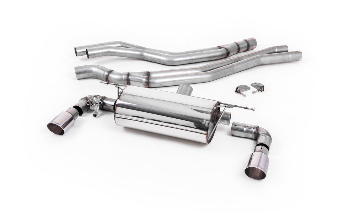 BMW F20/21 M140i (Non OPF) - Non-Resonated (Louder) Race Cat-Back Exhaust System with Polished GT-90 Trims