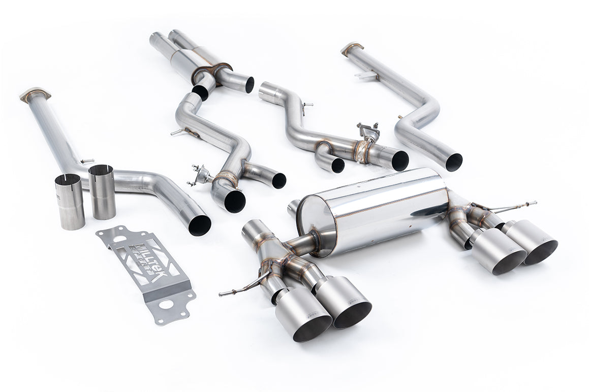 BMW G87 M2 - Cat-Back Resonated, Including Resonated 3" GPF Bypass - with GT-115 Brushed Titanium Trims
